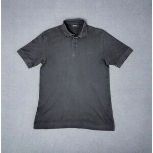 ERMENEGILDO ZEGNA Men's Polo Cotton Sz (S) Black Short Sleeve Shirt Relaxed Fit